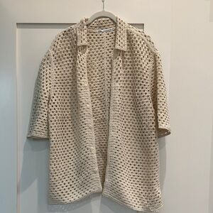 Zara Men’s Cream Crochet Open Cardigan